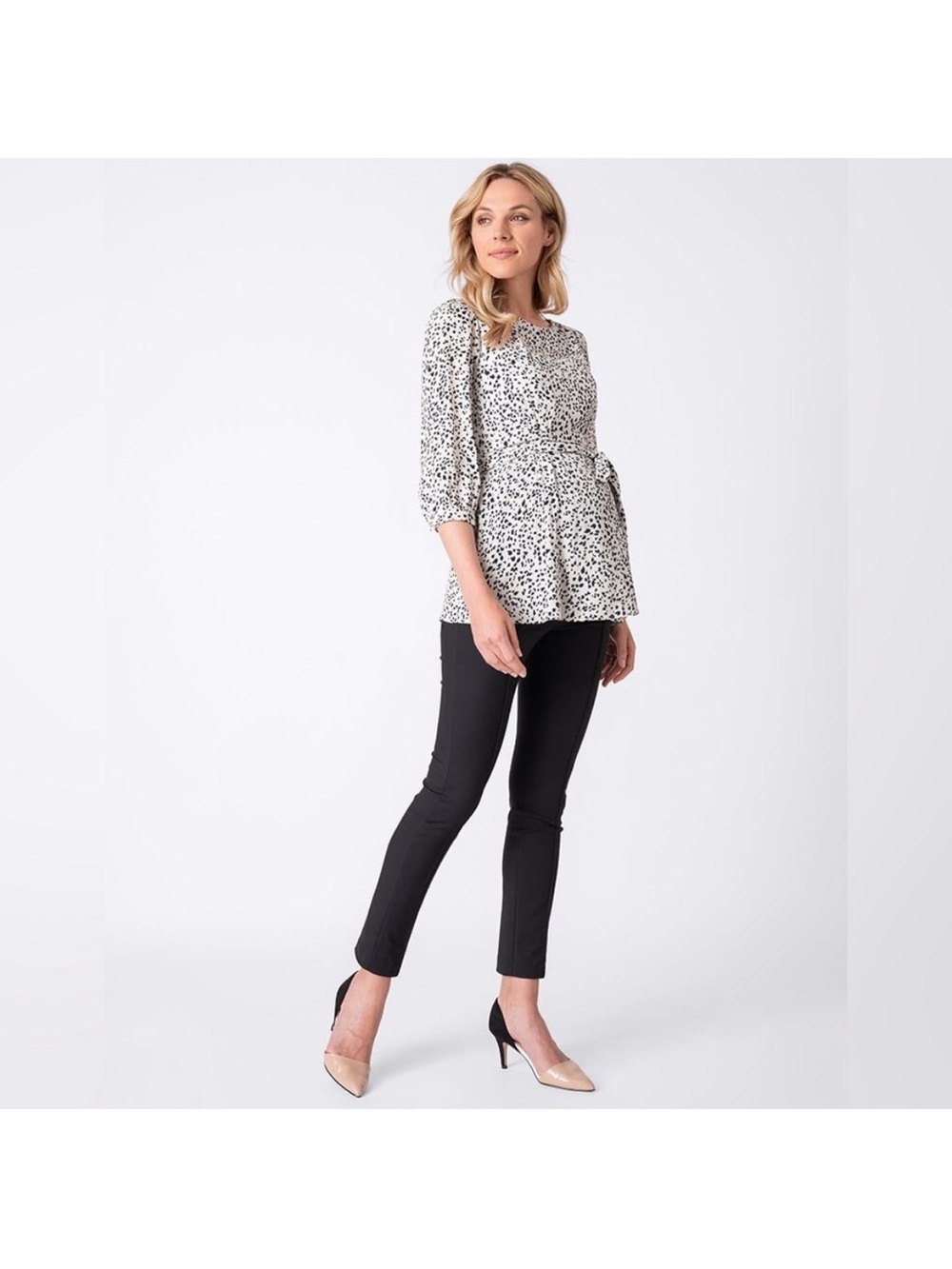 Seraphine Black and White Printed Maternity Blouse
